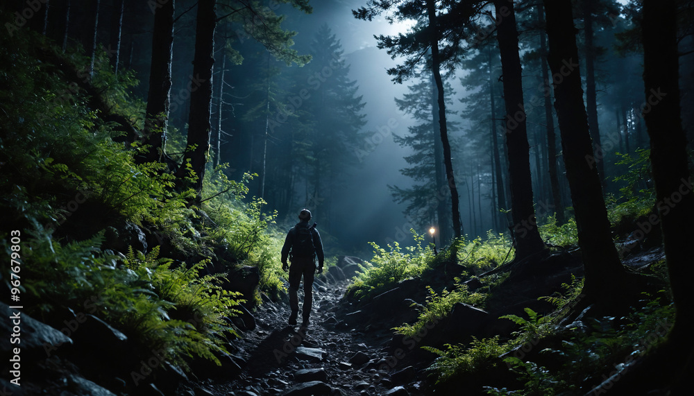 Forest Unknowns in Cloudy Summer: The Traveler's Tour Surrounded in Landslide