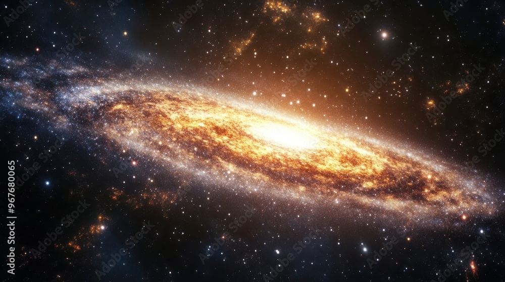 Fototapeta premium Stunning spiral galaxy: radiant core and cosmic swirls in deep space