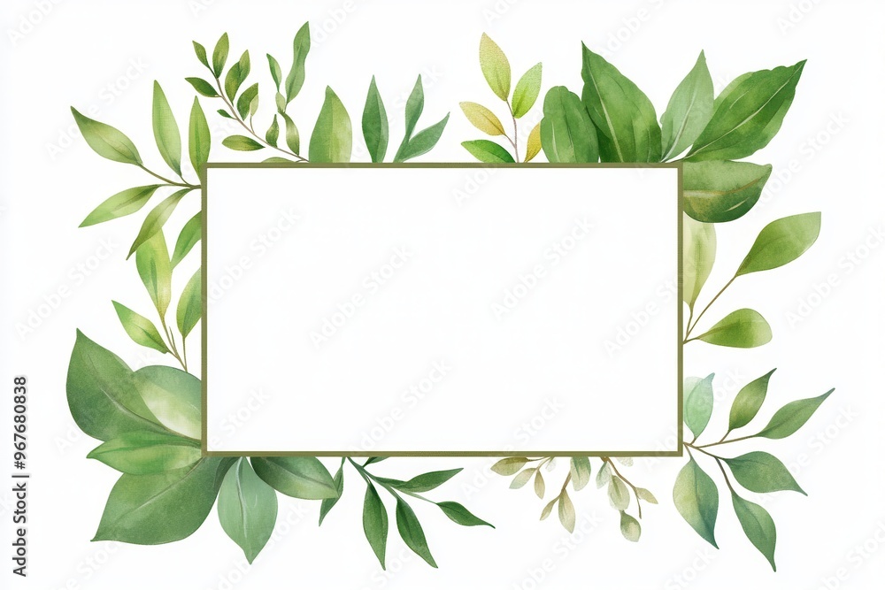 Elegant frame design featuring lush greenery, perfect for invitations, announcements, or artistic displays. Elegant frame design featuring lush greenery, perfect for invitations, announcements, or artistic displays.