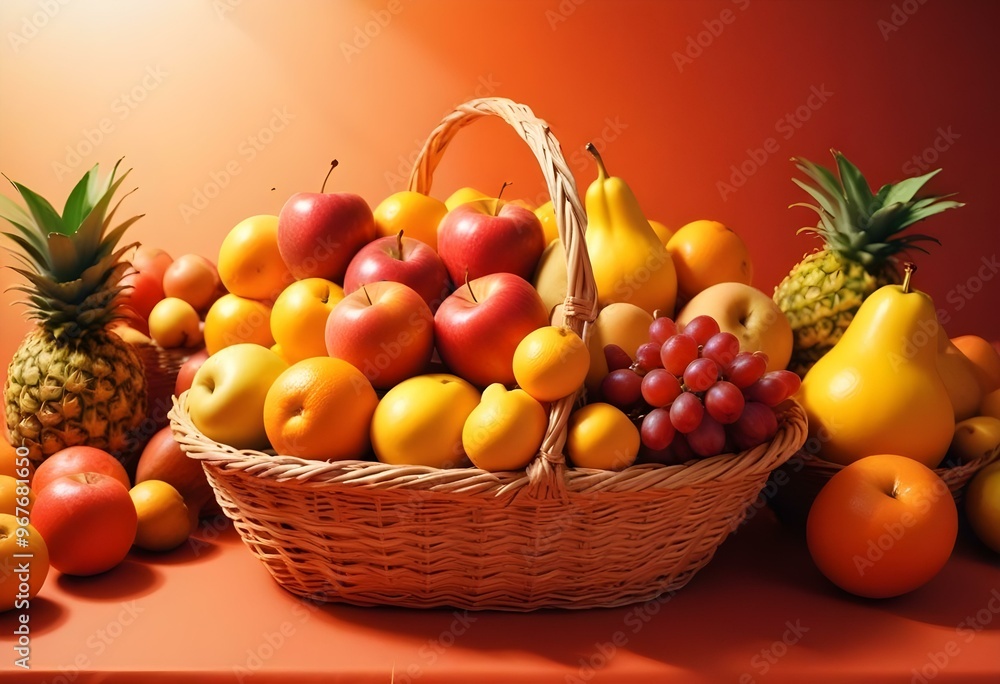 Freshness and variety of healthy fruits on wooden table generated by artificial intelligence Freshness and variety of healthy fruits on wooden table generated by artificial intelligence