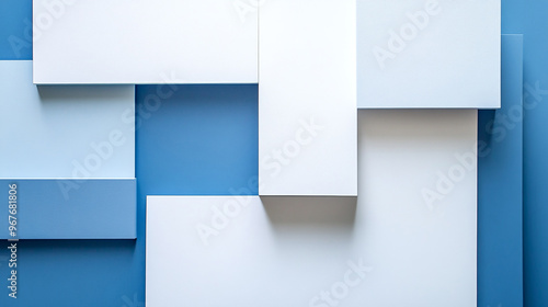 Abstract illustration of layered geometric shapes in varying shades of blue and white against a solid background for modern design inspiration