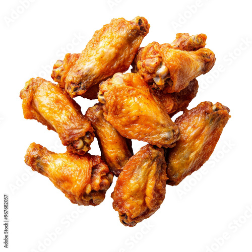 Fried chicken wings. Isolated on transparent background. PNG design element.