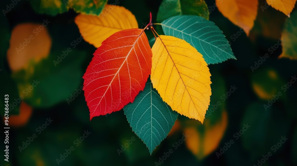 Vibrant Autumn Leaves in Red, Yellow and Green Vibrant Autumn Leaves in Red, Yellow and Green
