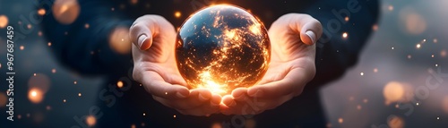 Hands Holding Glowing Geoth...