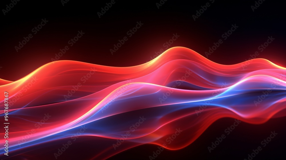 Colorful abstract waves of light illuminated against a dark background creating a mesmerizing effect