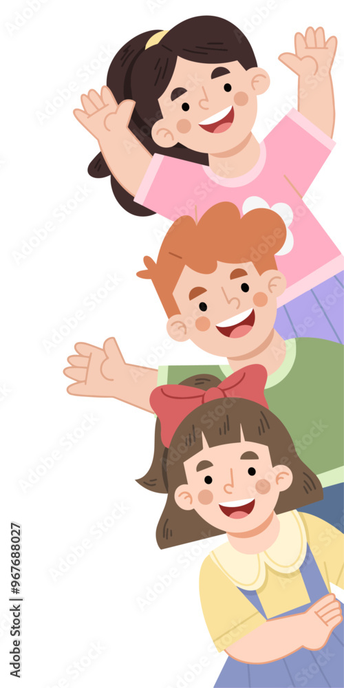 Vector illustration of happy children peeking Vector illustration of happy children peeking