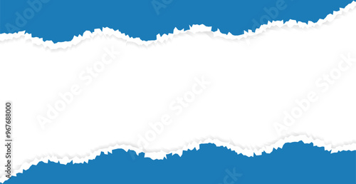 Blue Ripped Paper On White Background. Frame. Vector Illustration. Wallpaper. Abstract Banner