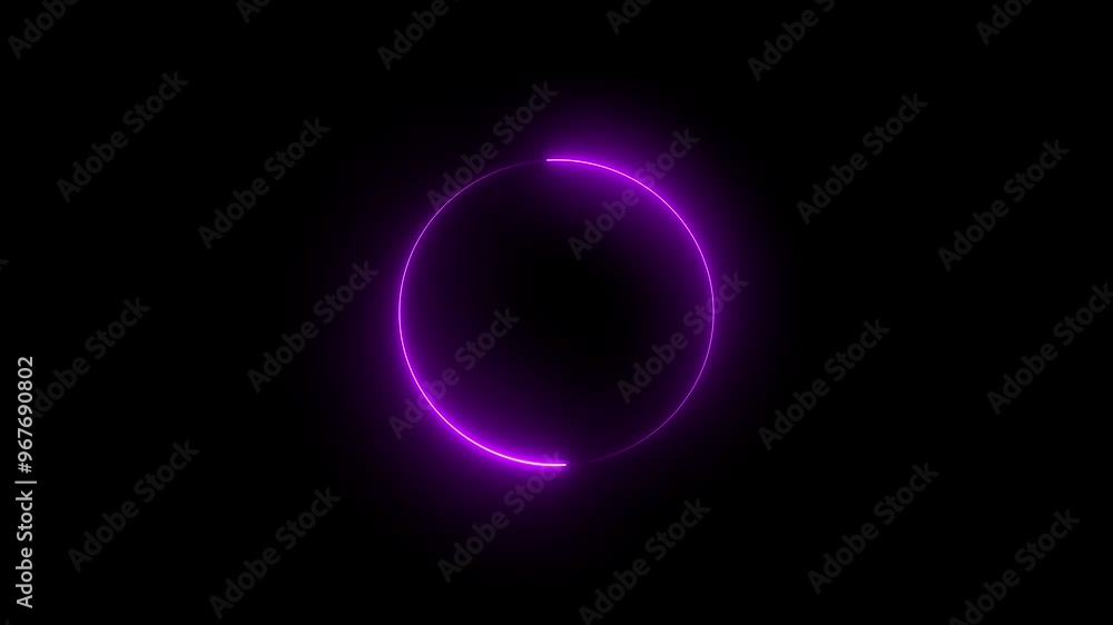 Bright neon line circle icon black background. 4k animation video Bright neon line circle icon black background. 4k animation video