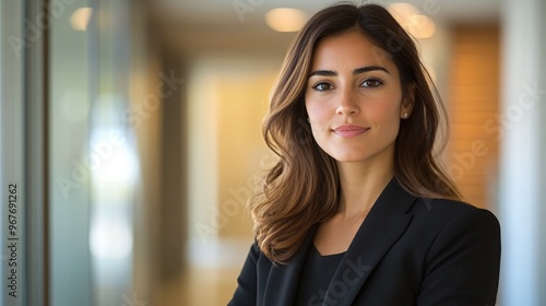 Wallpaper Mural professional businesswoman standing in office hallway, confident corporate leader with a formal appearance, ideal for business success and leadership vision in a modern office setting Torontodigital.ca