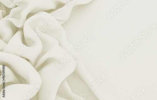 Delicate white fabric with soft folds. 