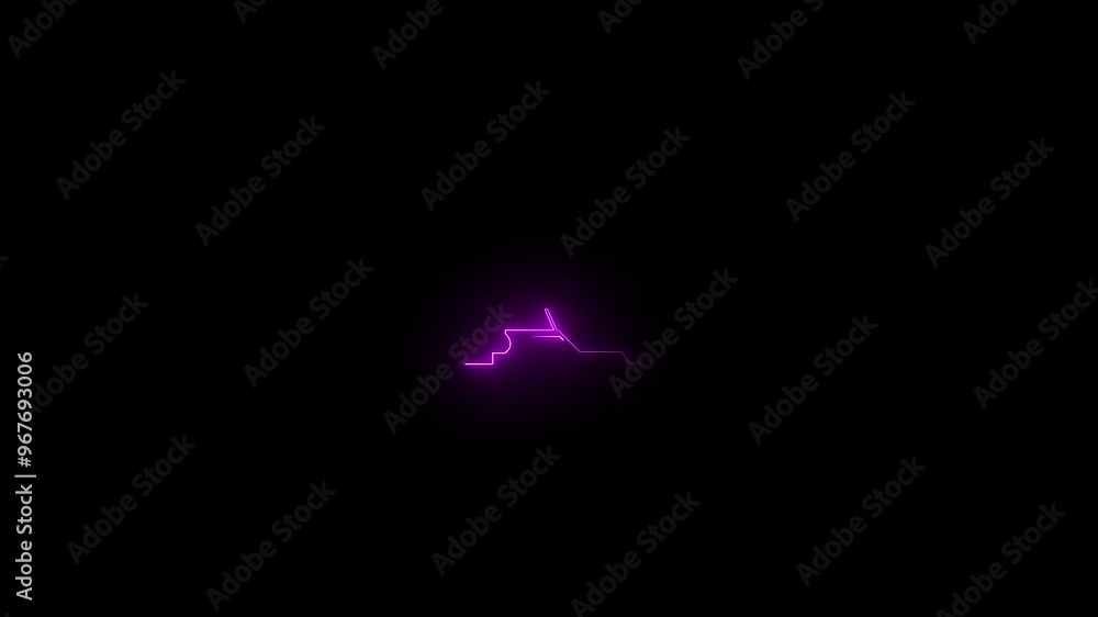 Abstract glowing blue color Neon ship icon animation on black background. Abstract glowing blue color Neon ship icon animation on black background.