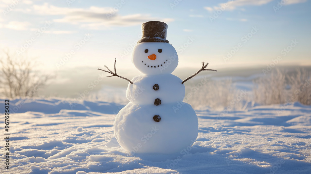 Fototapeta premium Snowman on a snow