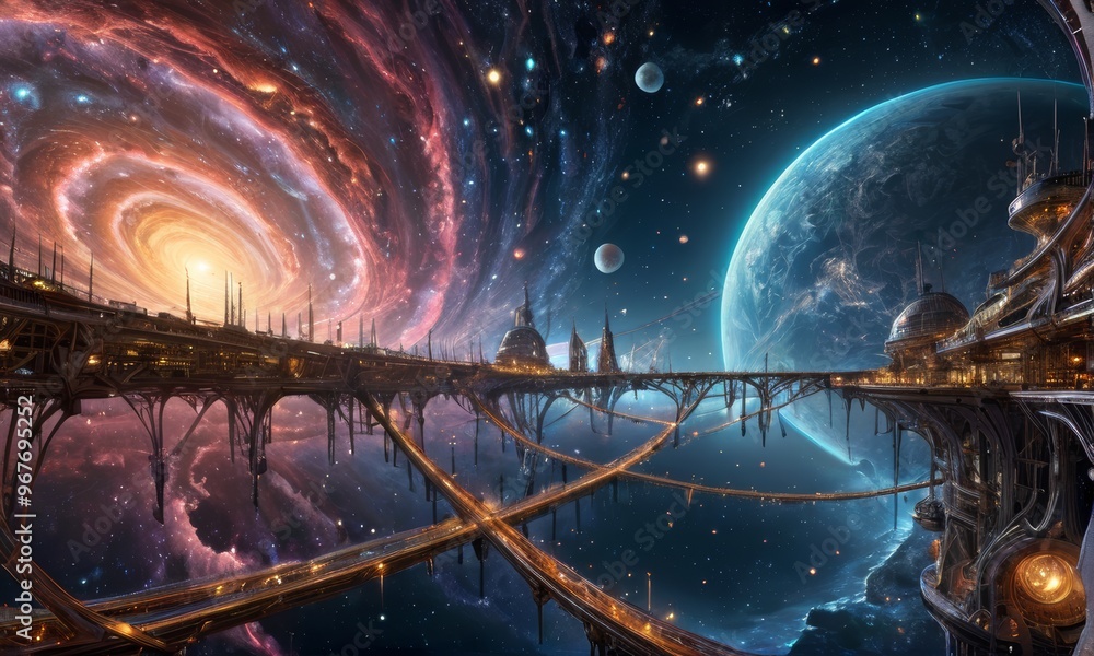 Futuristic Alien City Under Cosmic Vortex Futuristic Alien City Under Cosmic Vortex