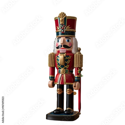 Christmas Nutcracker Figurine Isolated on PNG Background for Xmas Festival Element.