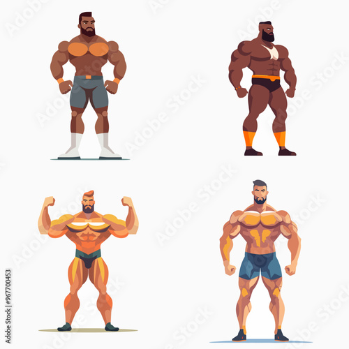 Four men in different poses body builder