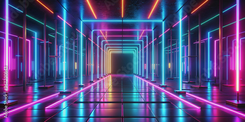 Abstract background with neon lights creating a vibrant and futuristic atmosphere, neon, light, abstract, background