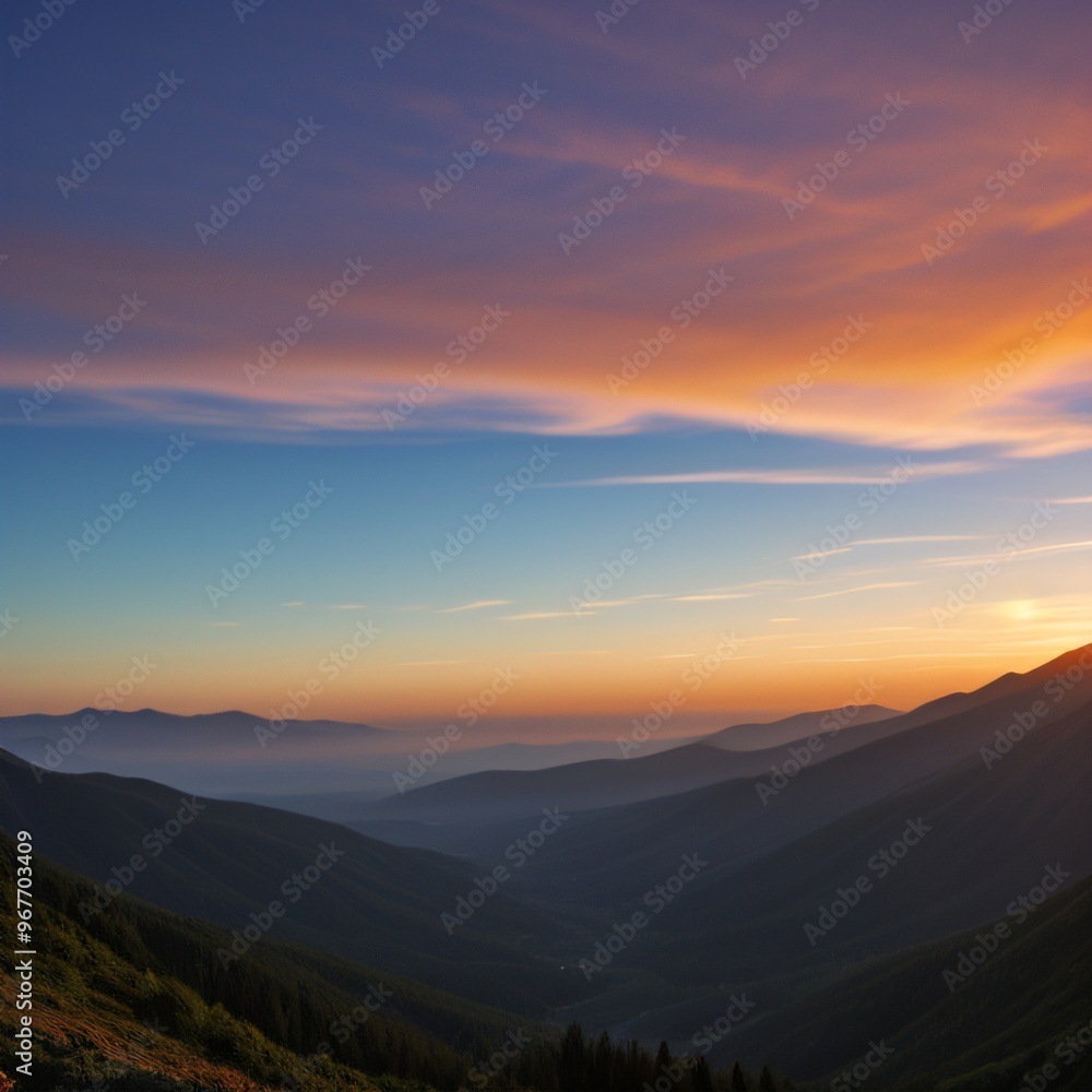 Breathtaking Sunset Over Snow-Capped Mountain Peaks and Forests.. Breathtaking Sunset Over Snow-Capped Mountain Peaks and Forests..