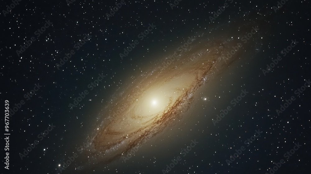 Fototapeta premium A stunning view of a spiral galaxy surrounded by stars in the vast universe.