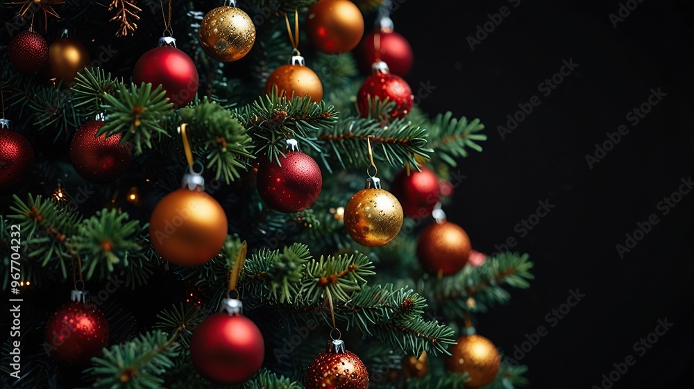Fototapeta premium New Free Close-up on a beautifully decorated Christmas tree best Background 