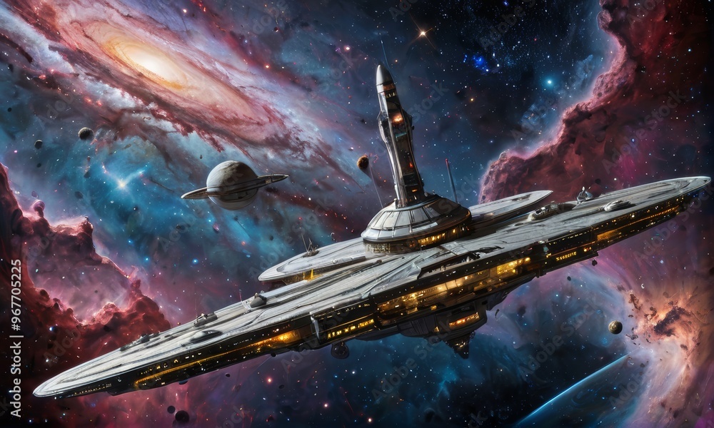 Naklejka premium Galactic Outpost cosmic Nebula