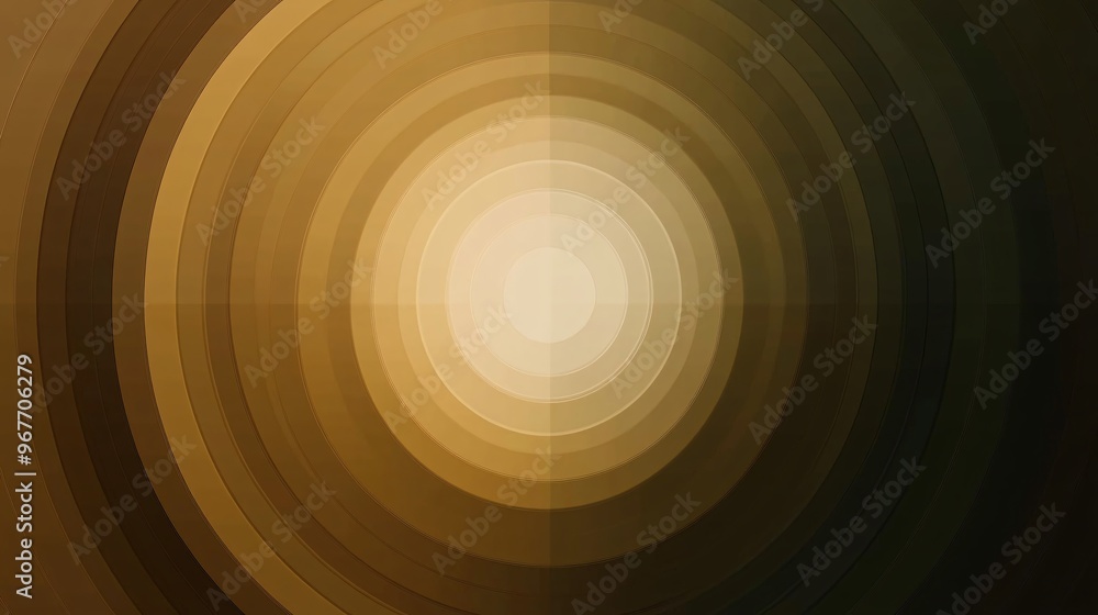 Obraz premium Symmetry in motion with geometric circles and triangles flowing seamlessly Gradient colors give the illusion of continuous movement Large space for text in center Stock Photo with copy space
