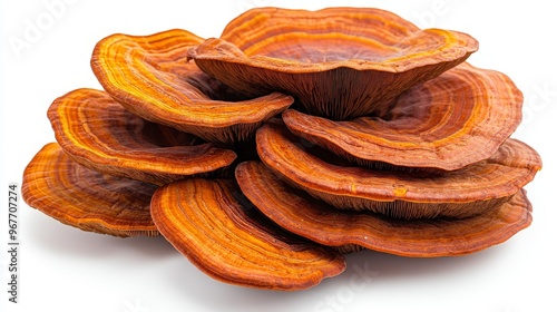 Colorful Reishi Mushrooms Grouped on a White Background