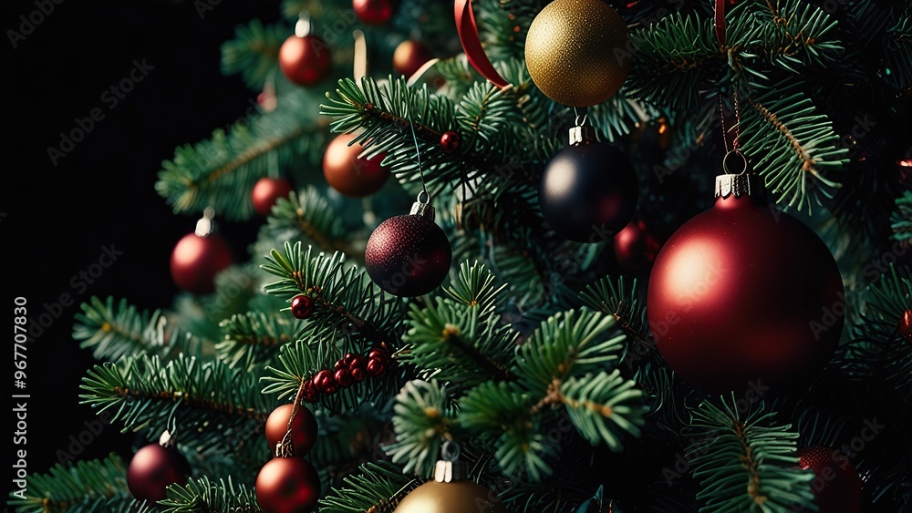 Fototapeta premium New Free Close-up on a beautifully decorated Christmas tree best Background 