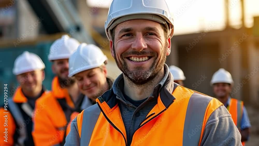 Happy male engineer working at construction site Happy male engineer working at construction site