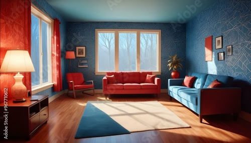 Photo interior modern design room 3d illustration;