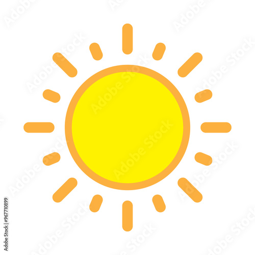 Sun icon in flat style, simple yellow sun.