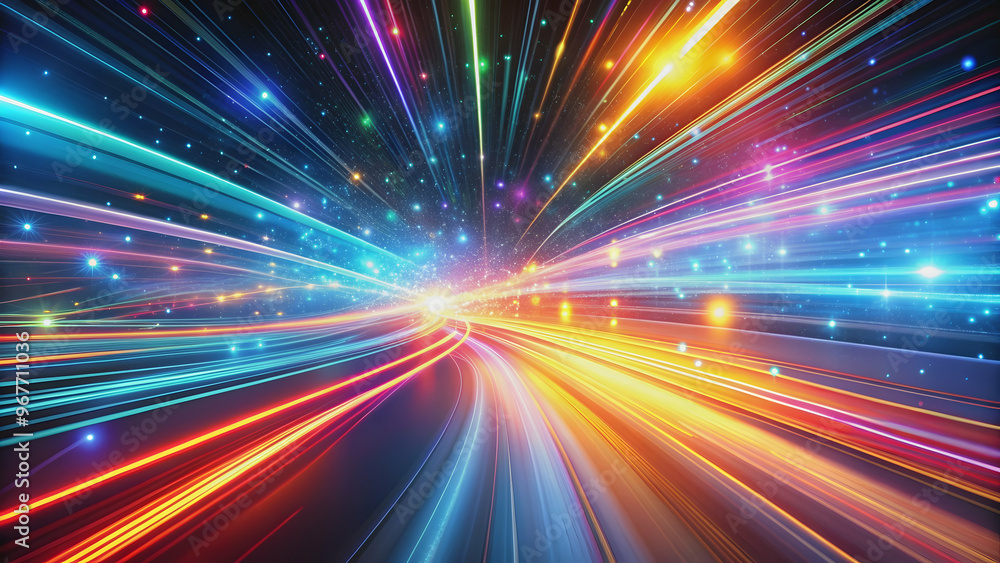 Obraz premium The image can be named Glowing Light Trails on a Highway at Night with Speed Motion Blur
