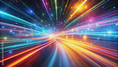 The image can be named Glowing Light Trails on a Highway at Night with Speed Motion Blur