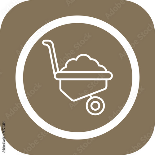 Wheelbarrow Vector Icon Design