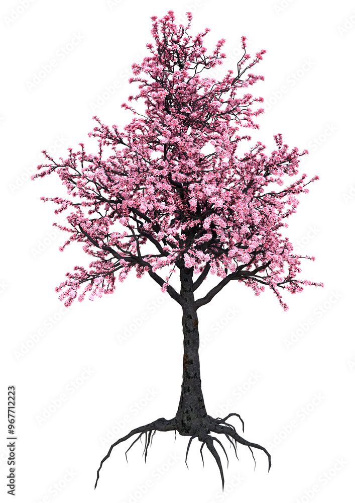 Obraz premium 3D Rendering Pink Blooming Sakura Tree on White