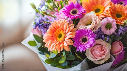 Wallpaper Mural Beautifully arranged flower bouquet with bright colors and elegant wrapping Torontodigital.ca