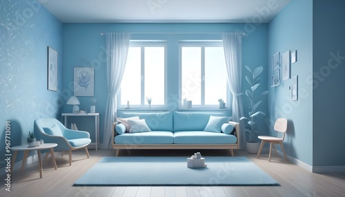 Obraz na płótnie Photo interior modern design room 3d illustration; w salonie