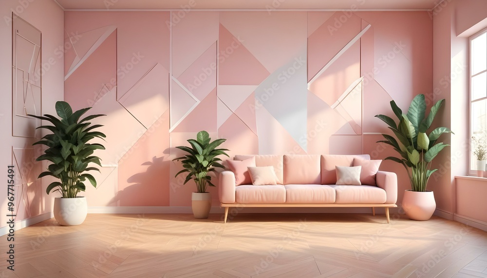 Photo interior modern design room 3d illustration; Photo interior modern design room 3d illustration;