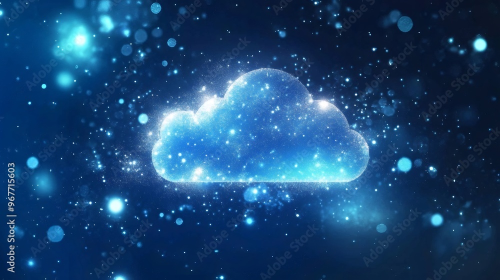 Abstract glowing blue cloud with bokeh on a dark background. Abstract glowing blue cloud with bokeh on a dark background.