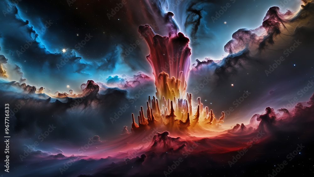 Obraz premium Stary night cosmos. Colorful space galaxy cloud nebula. Universe science astronomy. Supernova background wallpaper
