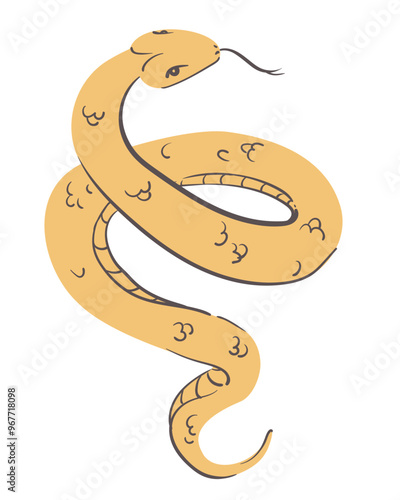 Vector illustration of snake isolated on white background.