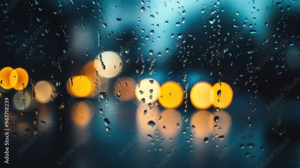 Raindrops on a Window, City Lights in the Distance Raindrops on a Window, City Lights in the Distance