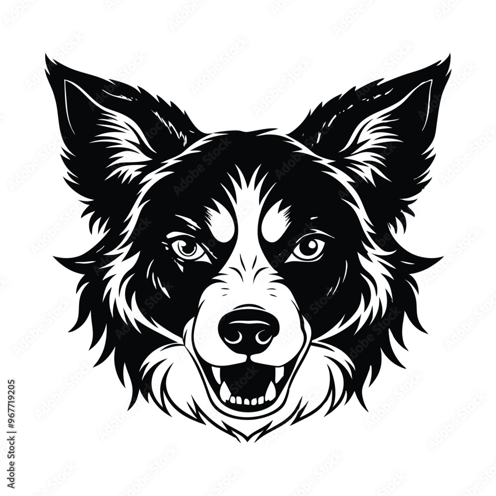 Naklejka premium angry Border Collie front side head silhouette