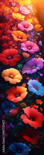 Wallpaper Mural Vibrant flowers in a stunning array of colors, beautifully arranged to create a cheerful and lively atmosphere. Torontodigital.ca