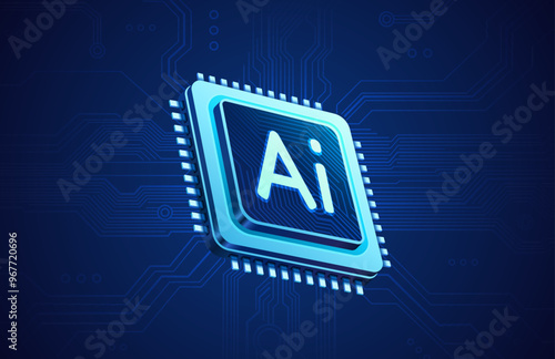 Ai chip, innovation tech, ai art technology. Vector illustration
