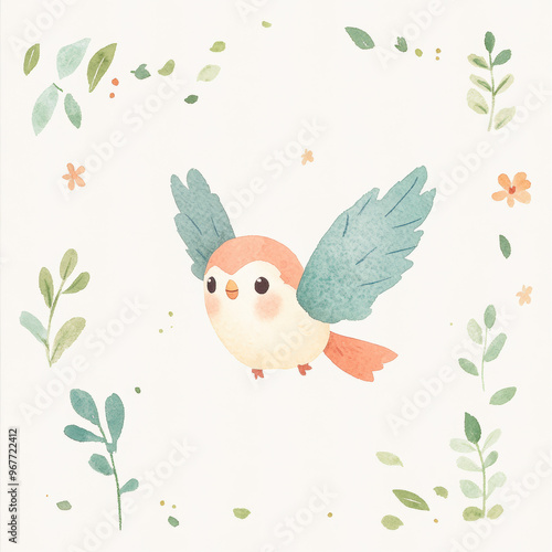 Cute Bird Watercolor.