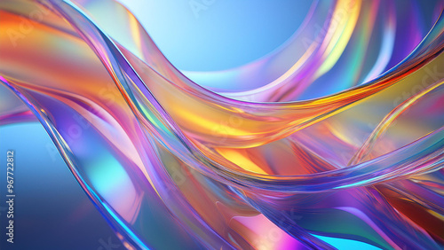 Fundo abstrato com efeito de vidro, acrílico, transparente, cores suaves. Renderização 3D