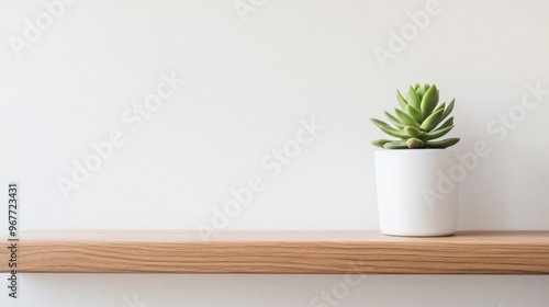 Succulent Plant on a Wooden Shelf