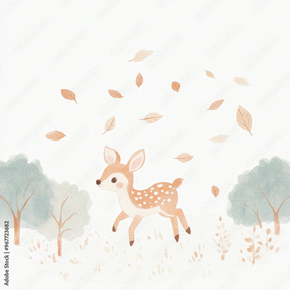 Cute Deer Watercolor. Cute Deer Watercolor.