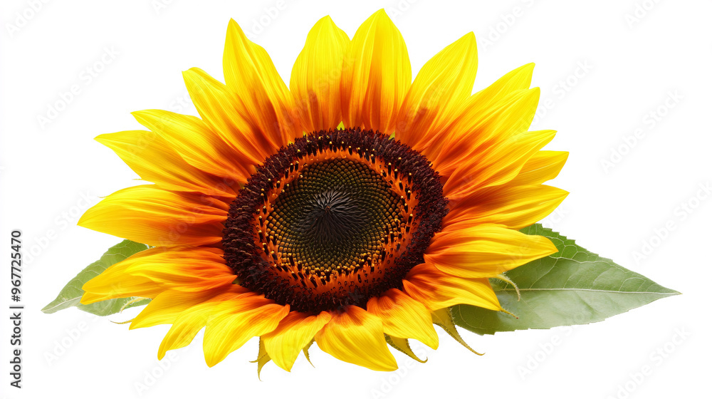Fototapeta premium Vibrant Ripe Sunflower with Yellow Petals and Dark Middle