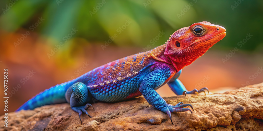 Vibrant colored Kenyan rock agama lizard in its natural habitat, Kenyan, rock agama, lizard, Agama lionotus, colorful Vibrant colored Kenyan rock agama lizard in its natural habitat, Kenyan, rock agama, lizard, Agama lionotus, colorful